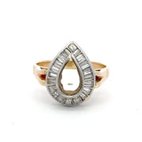 1.32 Carat Tapered Baguette Shape Diamond 14K Two Tone Gold Semi Mount Ring