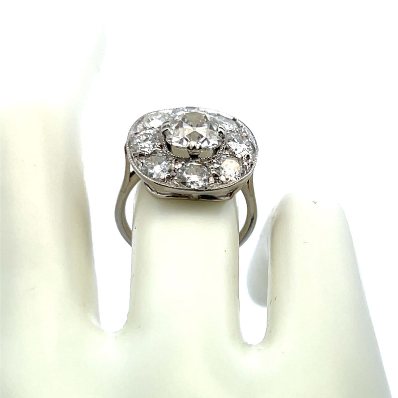 4.24 Carat Cushion Brilliant and Old European Diamond Platinum Engagement Ring