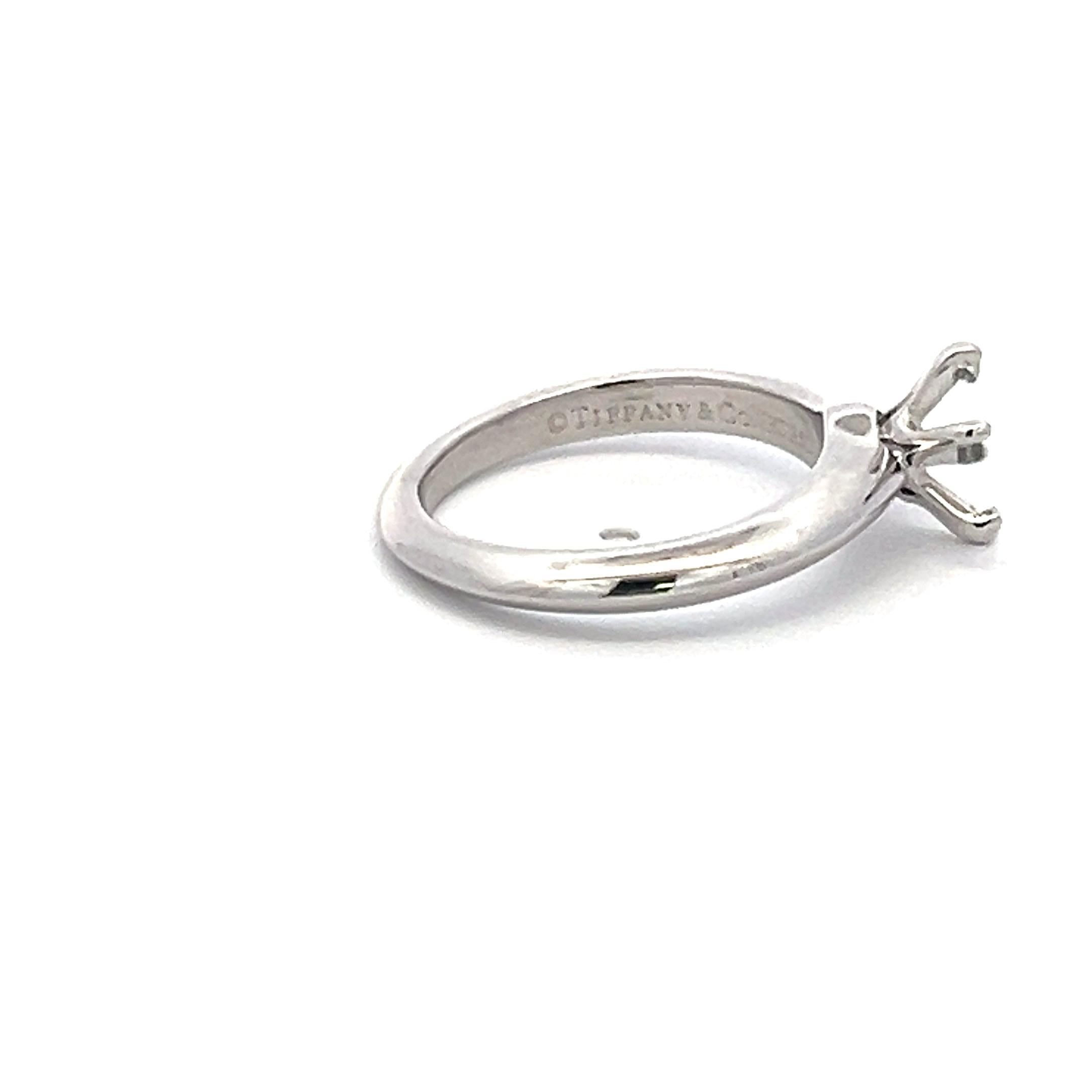 Tiffany & Co White Platinum Semi Mount Ring Fits 6.99x6.29mm 0.79ct Center Stone