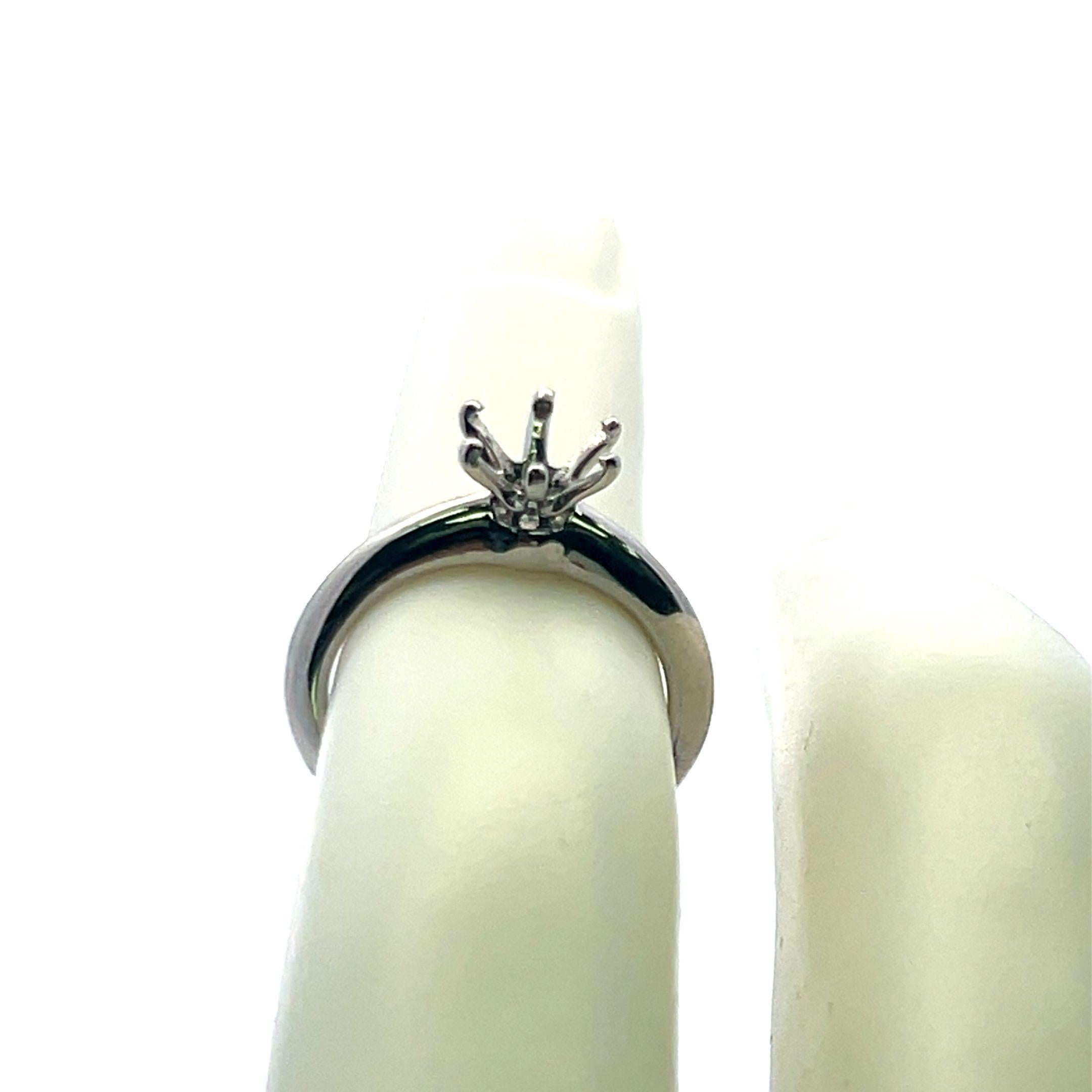 Tiffany & Co White Platinum Semi Mount Ring Fits 6.99x6.29mm 0.79ct Center Stone