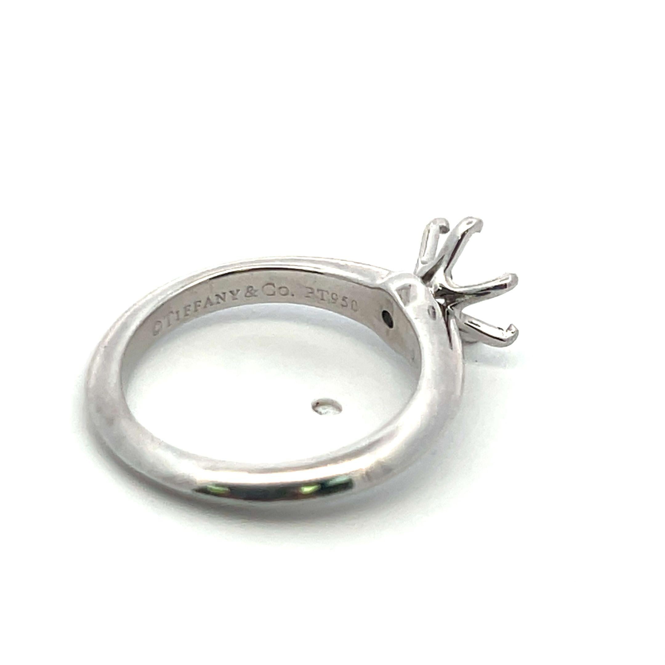 Tiffany & Co White Platinum Semi Mount Ring Fits 6.99x6.29mm 0.79ct Center Stone