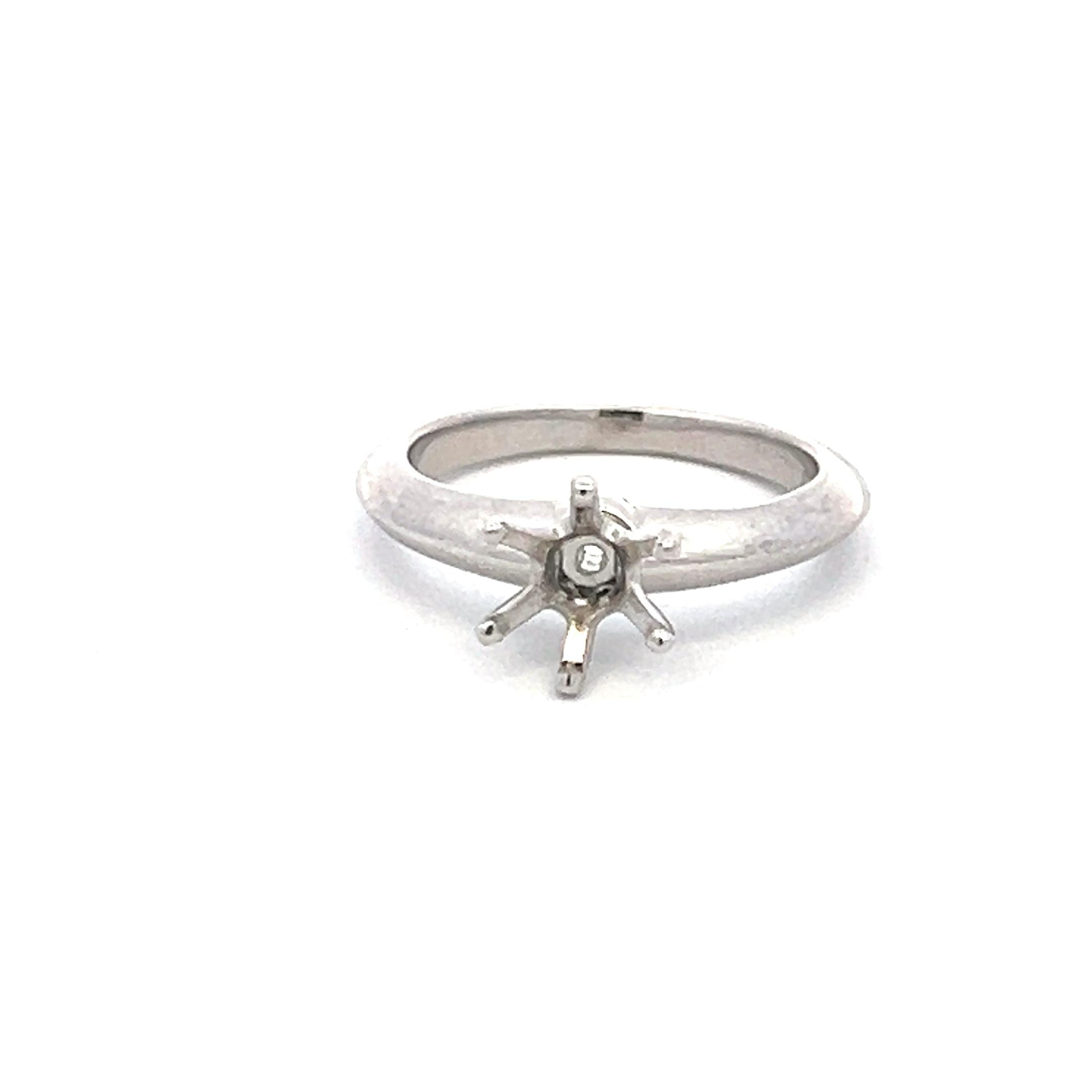 Tiffany & Co White Platinum Semi Mount Ring Fits 6.99x6.29mm 0.79ct Center Stone