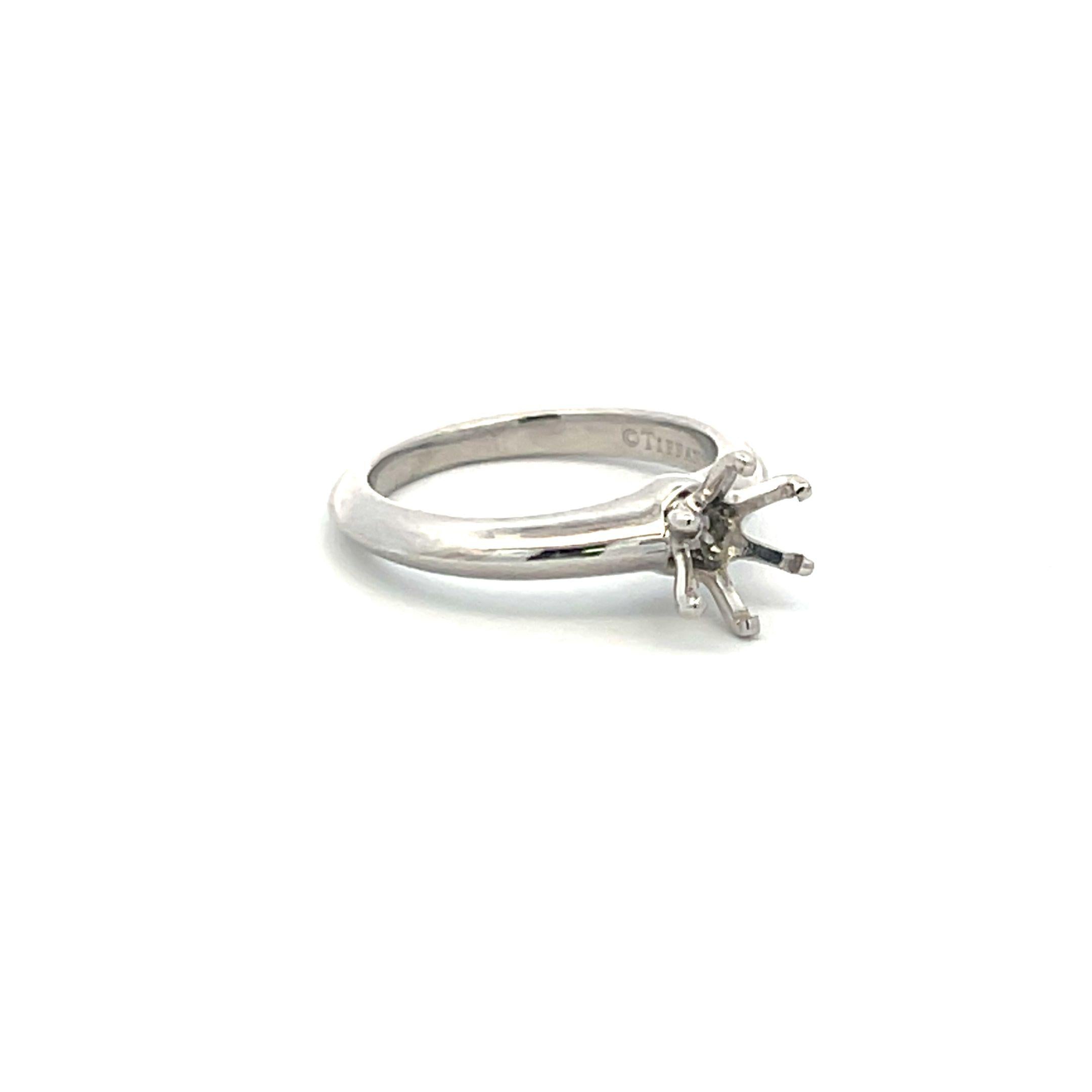 Tiffany & Co White Platinum Semi Mount Ring Fits 6.99x6.29mm 0.79ct Center Stone