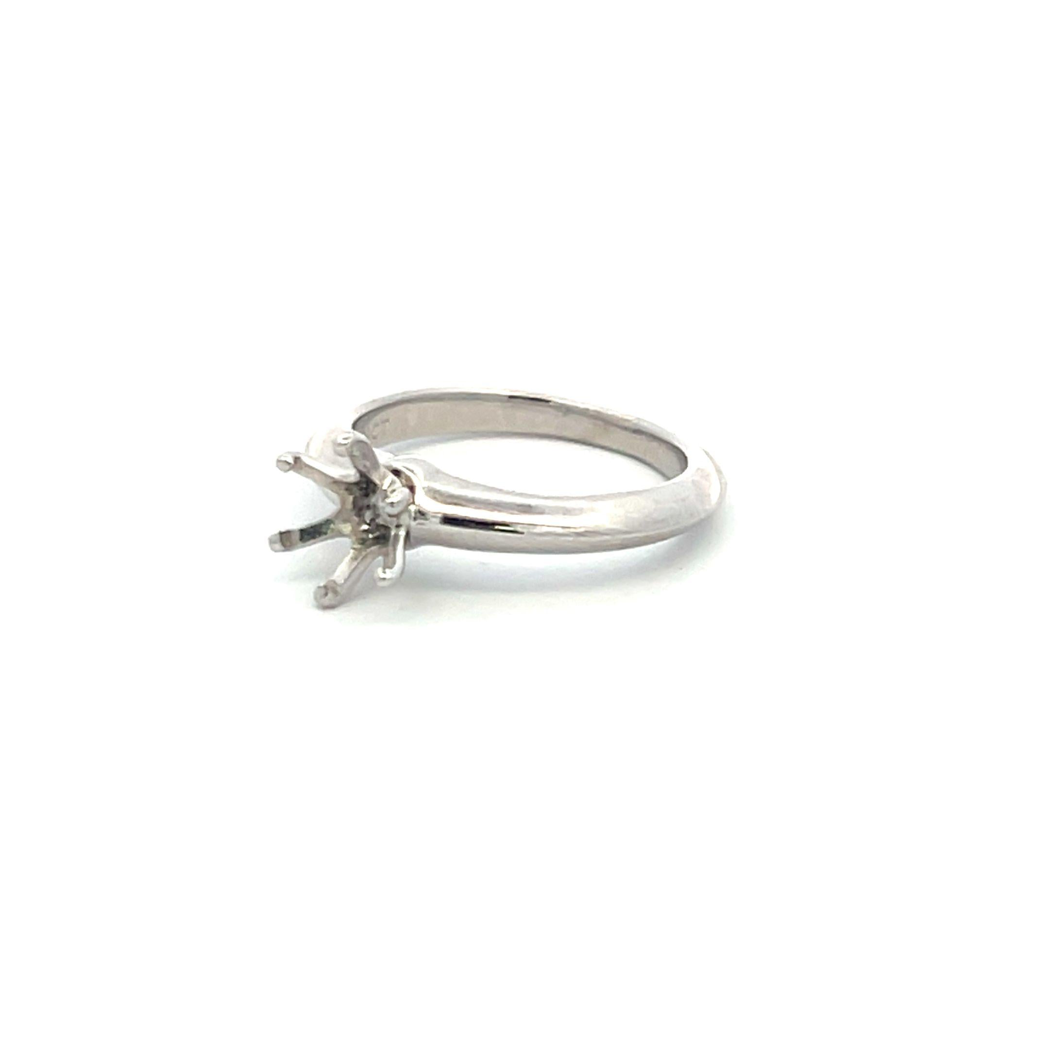 Tiffany & Co White Platinum Semi Mount Ring Fits 6.99x6.29mm 0.79ct Center Stone