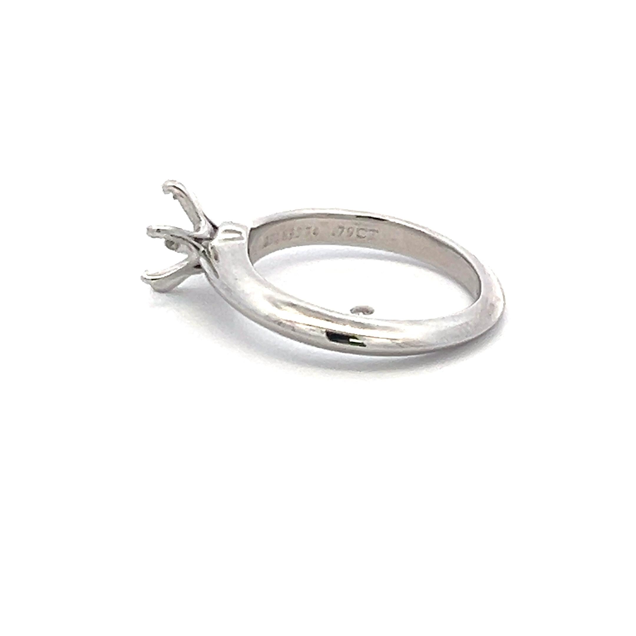 Tiffany & Co White Platinum Semi Mount Ring Fits 6.99x6.29mm 0.79ct Center Stone