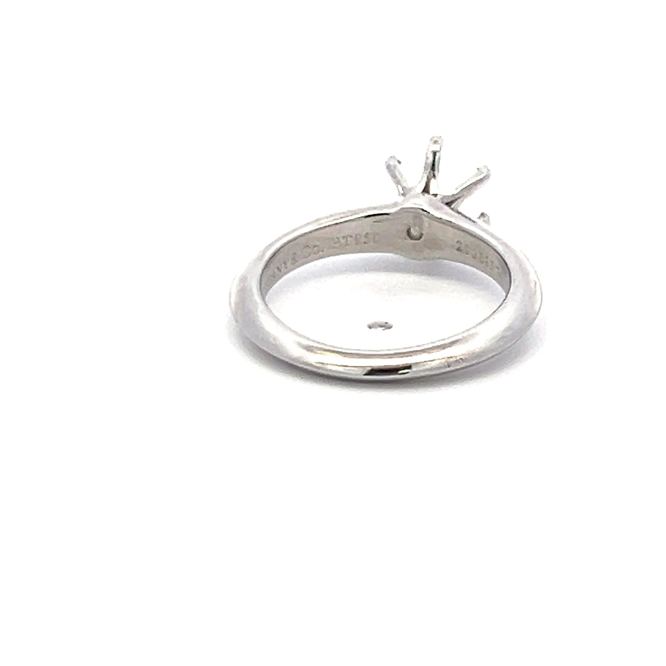 Tiffany & Co White Platinum Semi Mount Ring Fits 6.99x6.29mm 0.79ct Center Stone