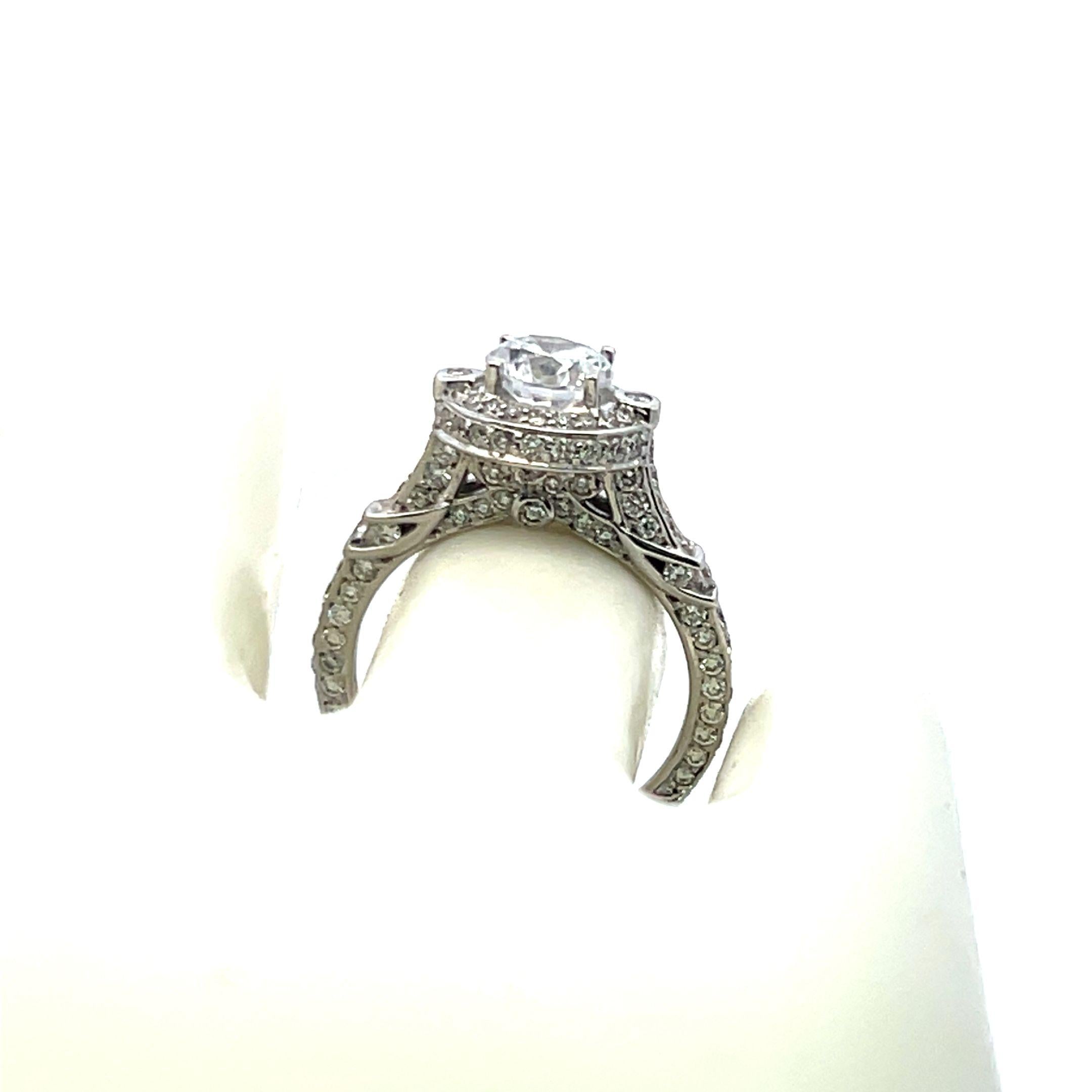 18K WG Engagement Ring 1ct Lab-Grown Center Diamond & 1.03ct Natural Diamonds