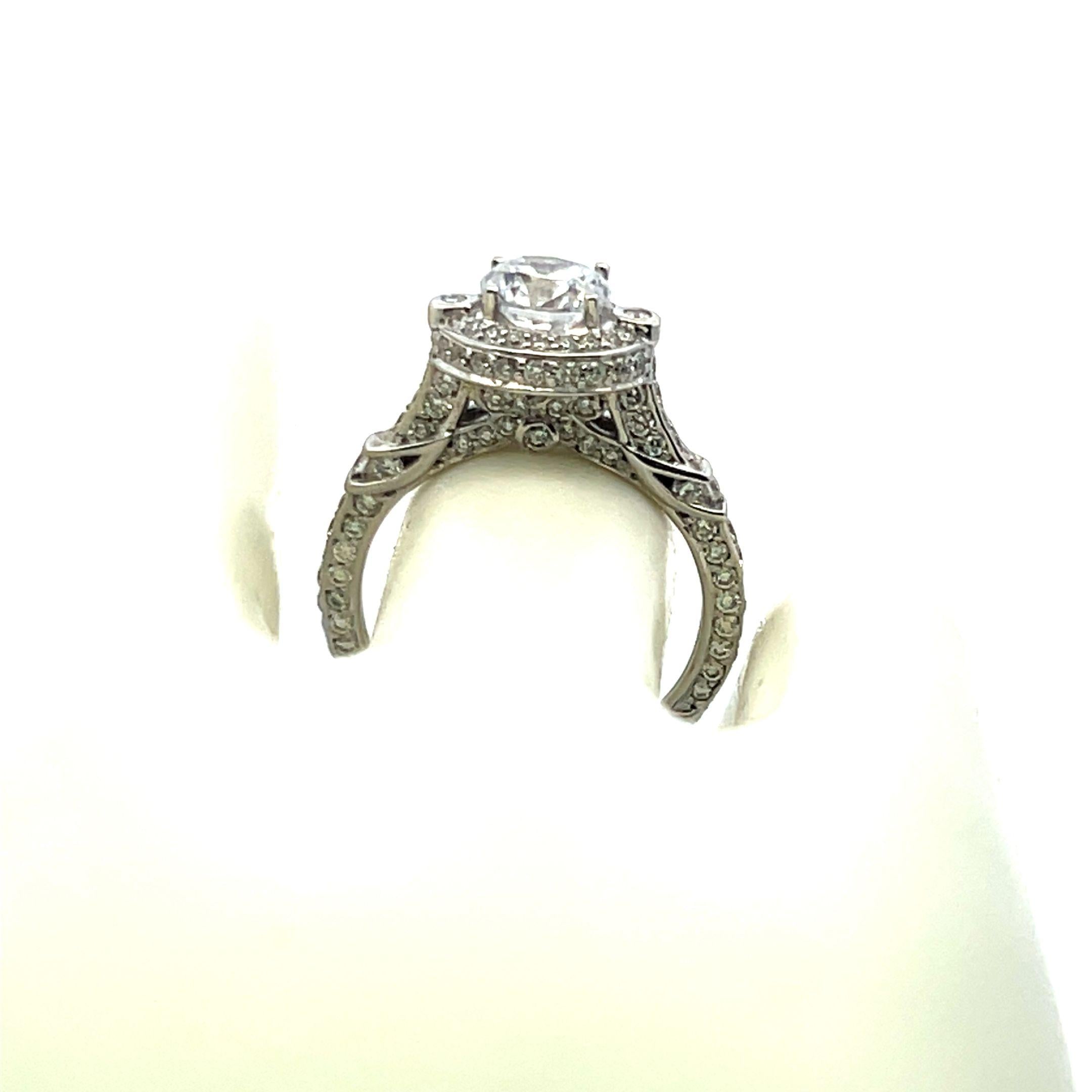 18K WG Engagement Ring 1ct Lab-Grown Center Diamond & 1.03ct Natural Diamonds