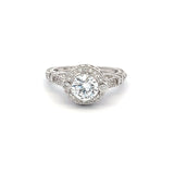 1.03 Carat Round Brilliant Diamond Center 1.00 Carat CZ 18K WG Semi Mount Ring