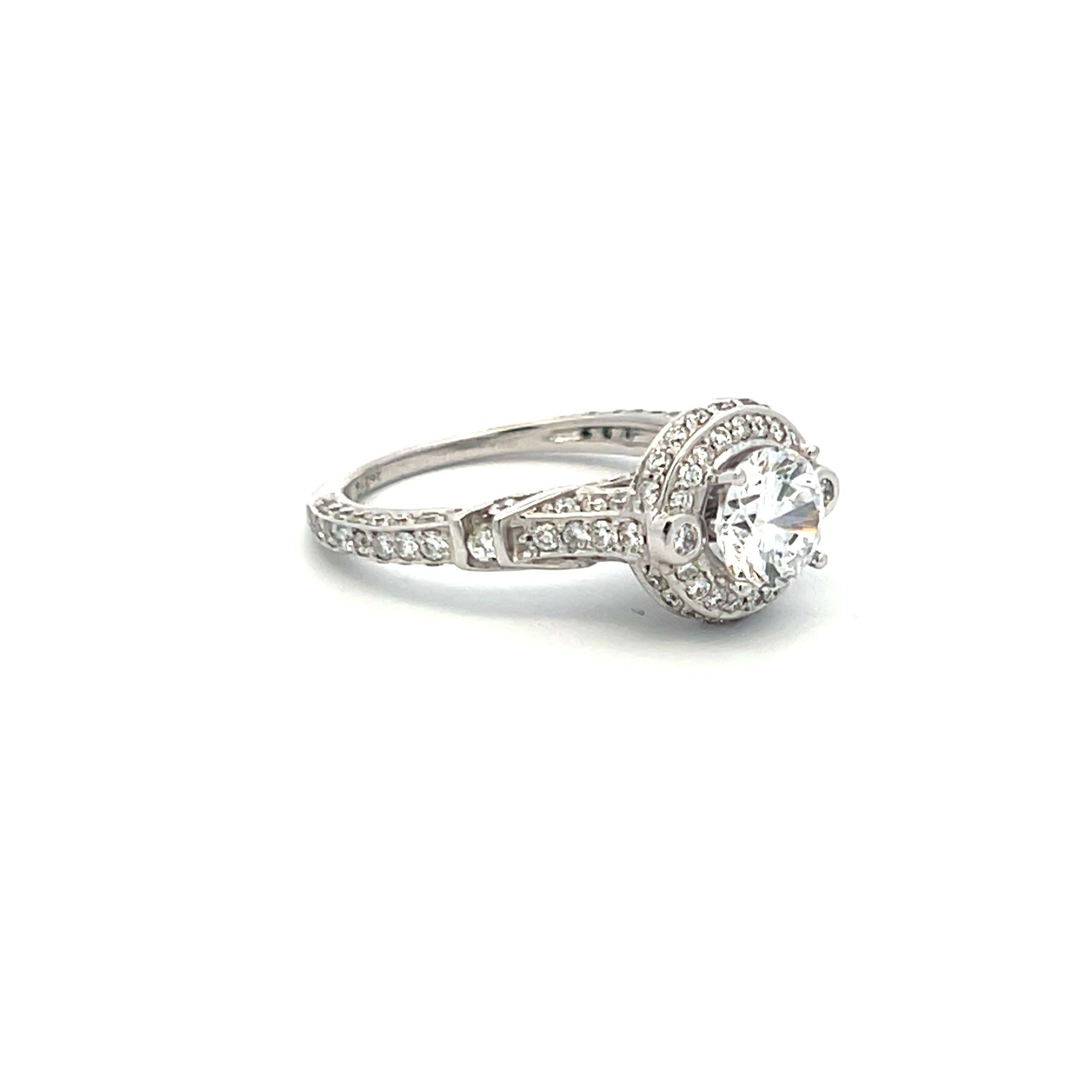 18K WG Engagement Ring 1ct Lab-Grown Center Diamond & 1.03ct Natural Diamonds