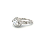 1.03 Carat Round Brilliant Diamond Center 1.00 Carat CZ 18K WG Semi Mount Ring