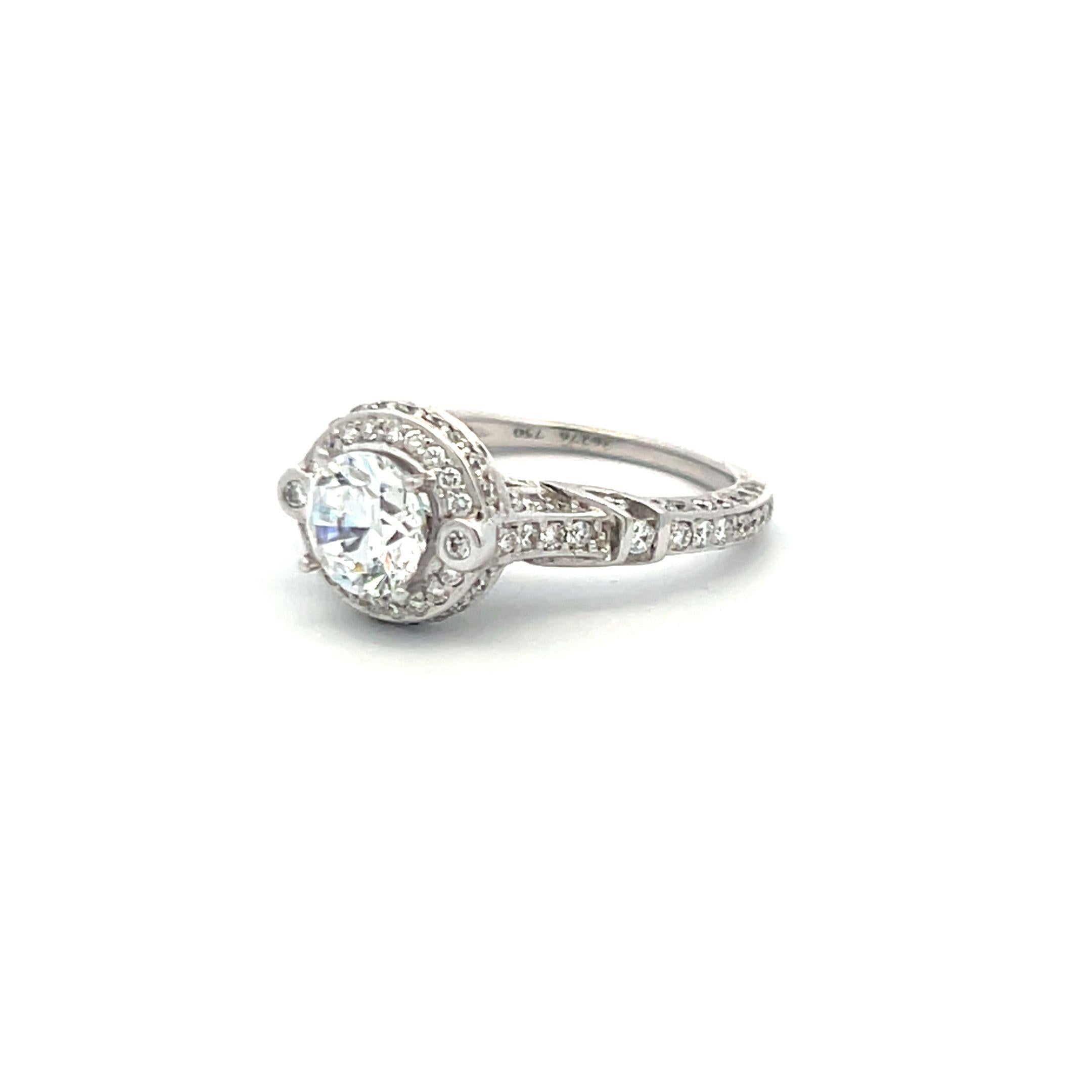 18K WG Engagement Ring 1ct Lab-Grown Center Diamond & 1.03ct Natural Diamonds