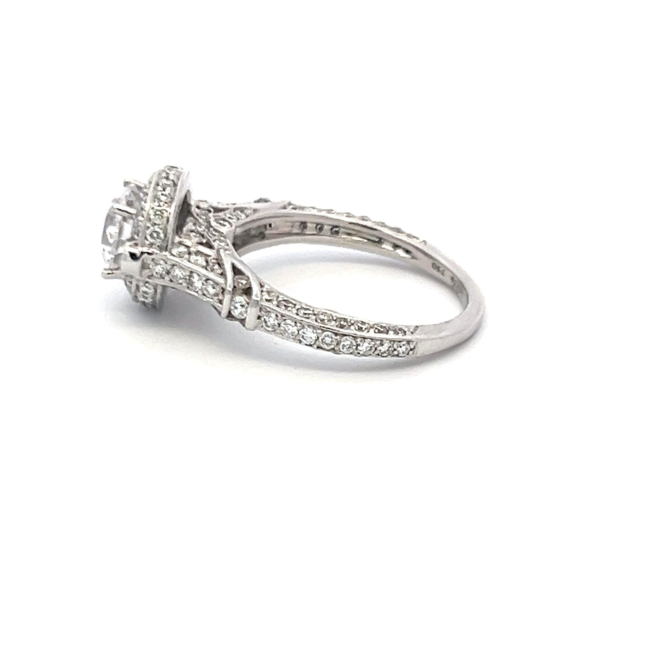 18K WG Engagement Ring 1ct Lab-Grown Center Diamond & 1.03ct Natural Diamonds