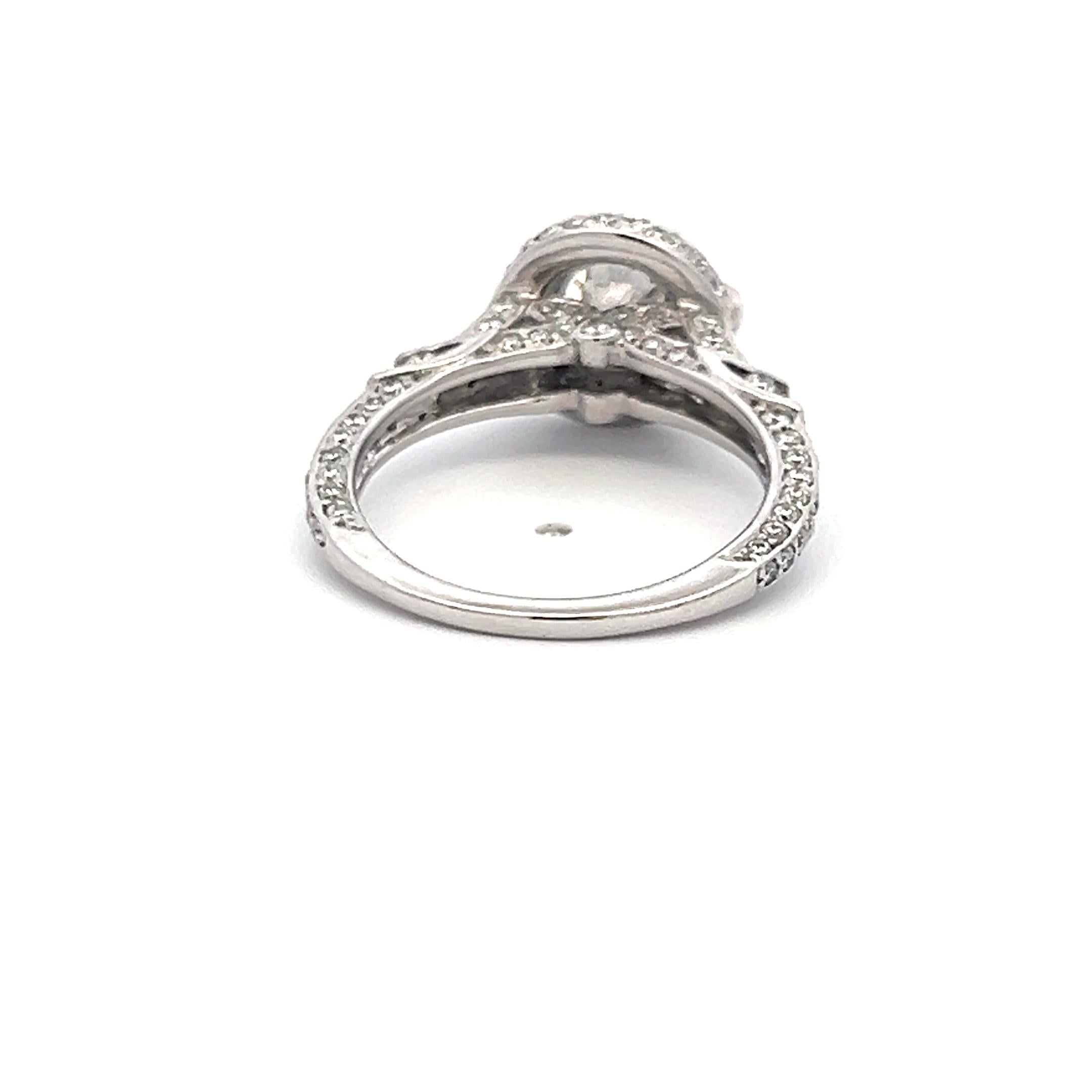 18K WG Engagement Ring 1ct Lab-Grown Center Diamond & 1.03ct Natural Diamonds