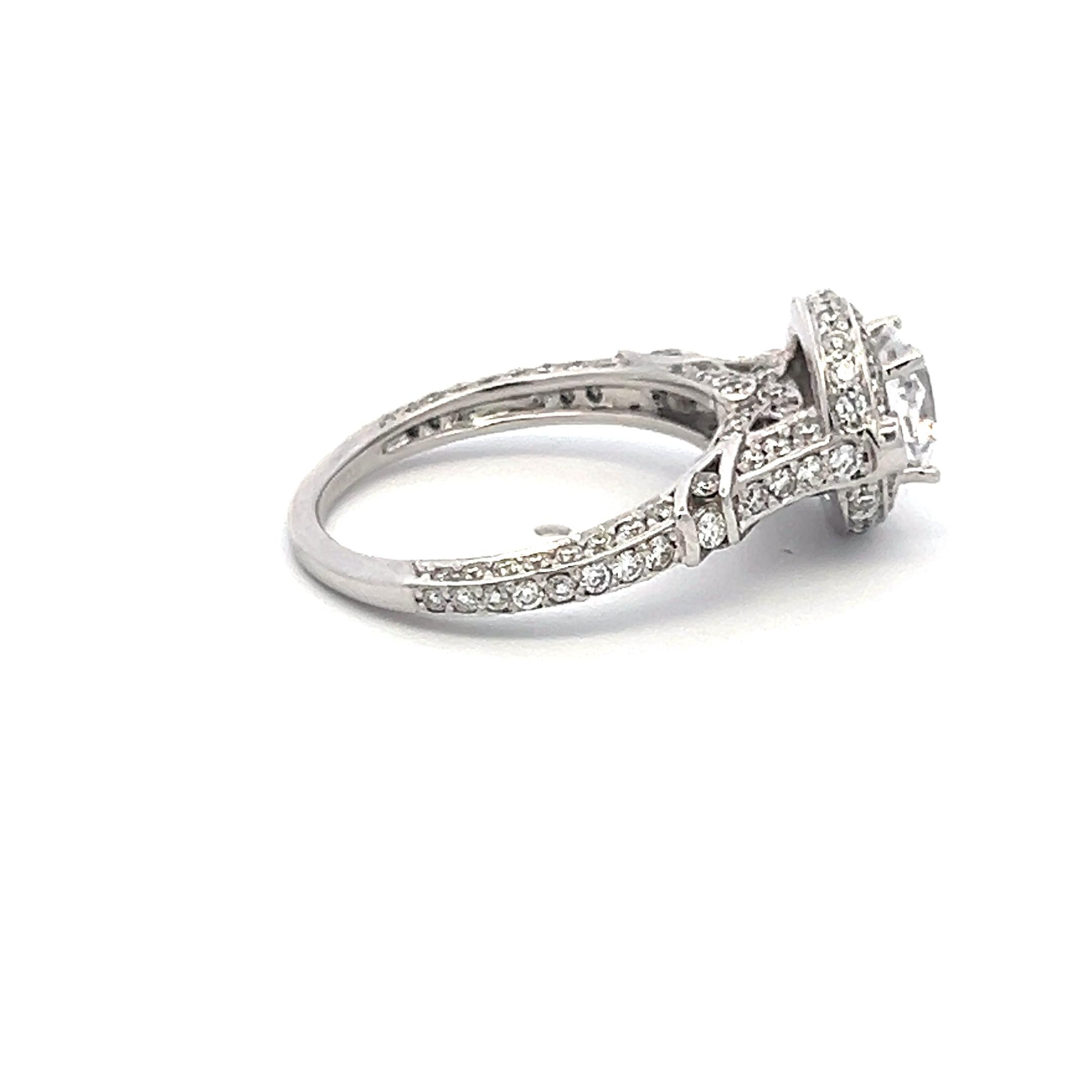 18K WG Engagement Ring 1ct Lab-Grown Center Diamond & 1.03ct Natural Diamonds