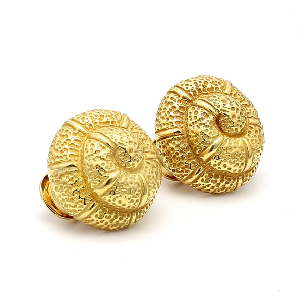 Elizabeth Gauge Vintage 22.50 Grams 18 Karat Yellow Gold Clip On Earrings