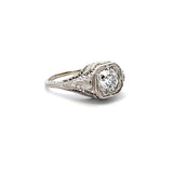 0.92 Carat Old European H-I1 Cut Diamond Platinum Engagement Ring