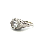 0.92 Carat Old European H-I1 Cut Diamond Platinum Engagement Ring