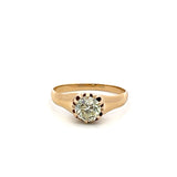 0.68 Carat Old European Cut M-VS1 Diamond 18K Yellow Gold Engagement Ring