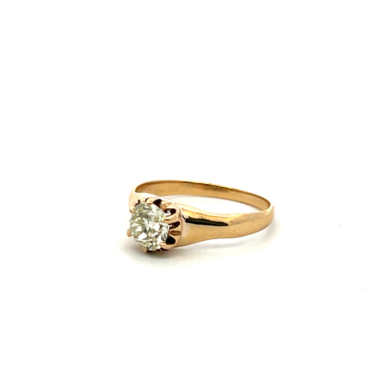 0.68 Carat Old European Cut M-VS1 Diamond 18K Yellow Gold Engagement Ring