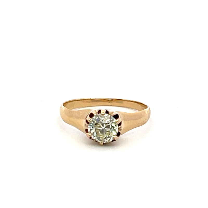 0.68 Carat Old European Cut M-VS1 Diamond 18K Yellow Gold Engagement Ring