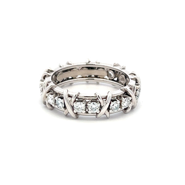 Tiffany & Co Schlumberger 1.33  Carat Round Brilliant Diamond Platinum Band Ring