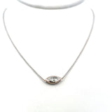 0.61 Carat Marquis Shape F SI1 Diamond 18 Karat White Gold Pendant Necklace