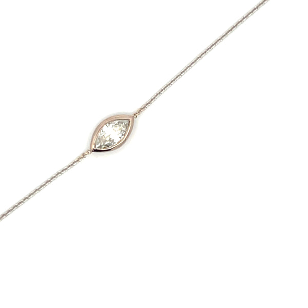 0.61 Carat Marquis Shape F SI1 Diamond 18 Karat White Gold Pendant Necklace