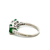 Tiffany & Co 1.50 Carat Emerald 1.34 Carat Diamond Platinum Three-Stone Ring