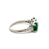 Tiffany & Co 1.50 Carat Emerald 1.34 Carat Diamond Platinum Three-Stone Ring