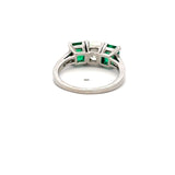 Tiffany & Co 1.50 Carat Emerald 1.34 Carat Diamond Platinum Three-Stone Ring