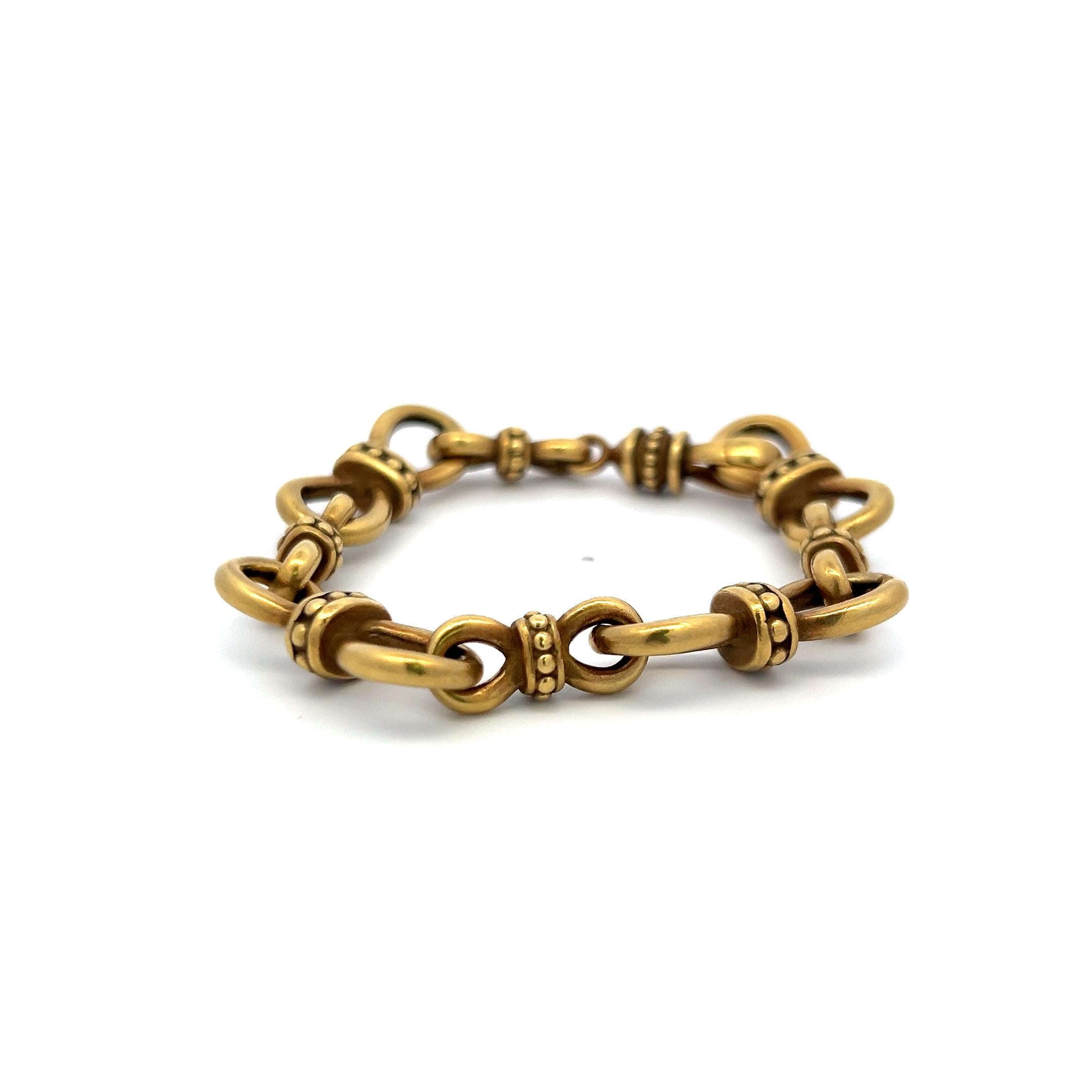 Vintage 60.20 Grams 18 Karat Yellow Gold Link Bracelet