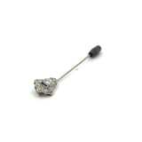 0.20 Carat Old European Diamond 0.05 Carat Sapphire 18K Two Tone Gold Pin Brooch