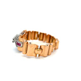 6.75 Carat Round Diamond 1.20 Carat Ruby 18 Karat Two Tone Gold Bracelet Watch