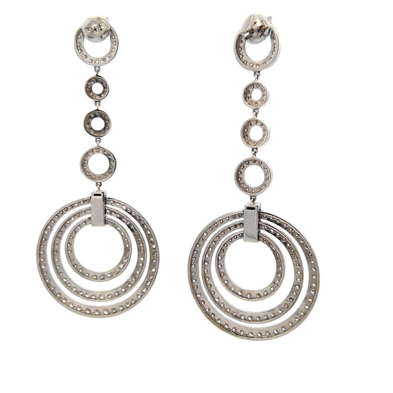 4.73 Carat Round Brilliant F-SI1 Diamond 18 Karat White Gold Dangling Earrings