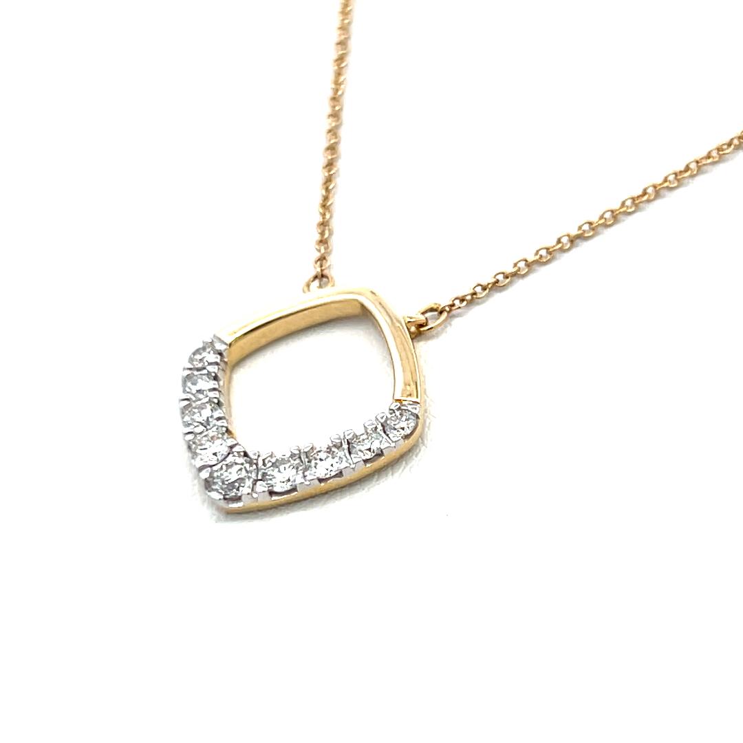0.37 Carat Round Brilliant Diamond 14 Karat Yellow Gold Pendant Necklace