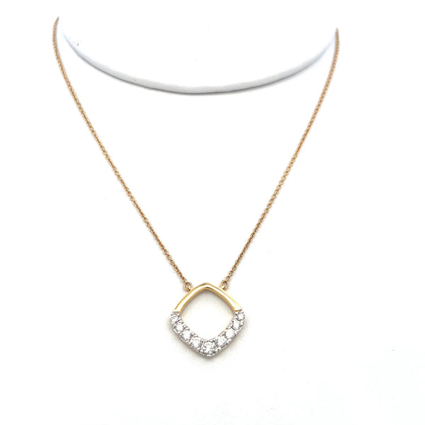 0.37 Carat Round Brilliant Diamond 14 Karat Yellow Gold Pendant Necklace