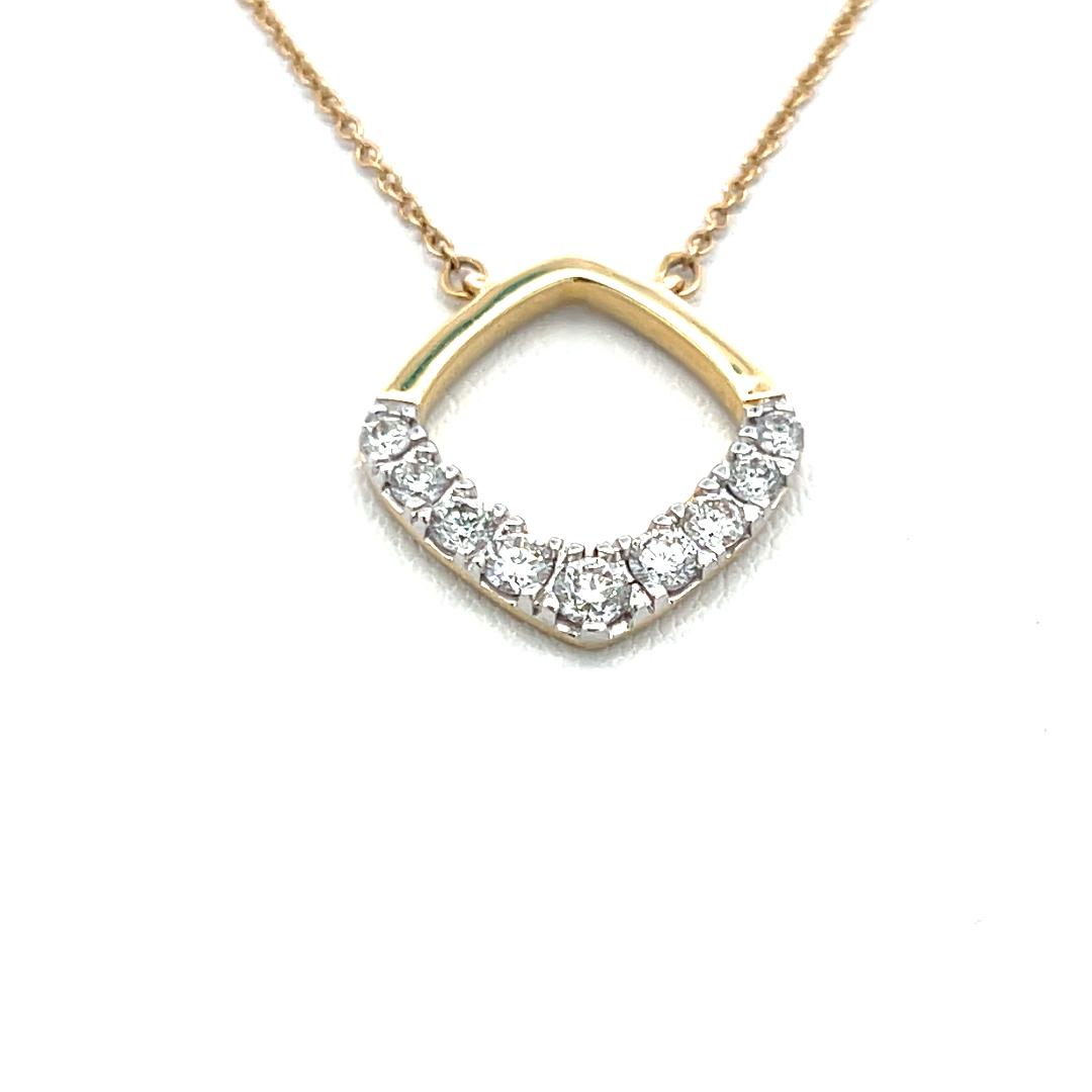 0.37 Carat Round Brilliant Diamond 14 Karat Yellow Gold Pendant Necklace