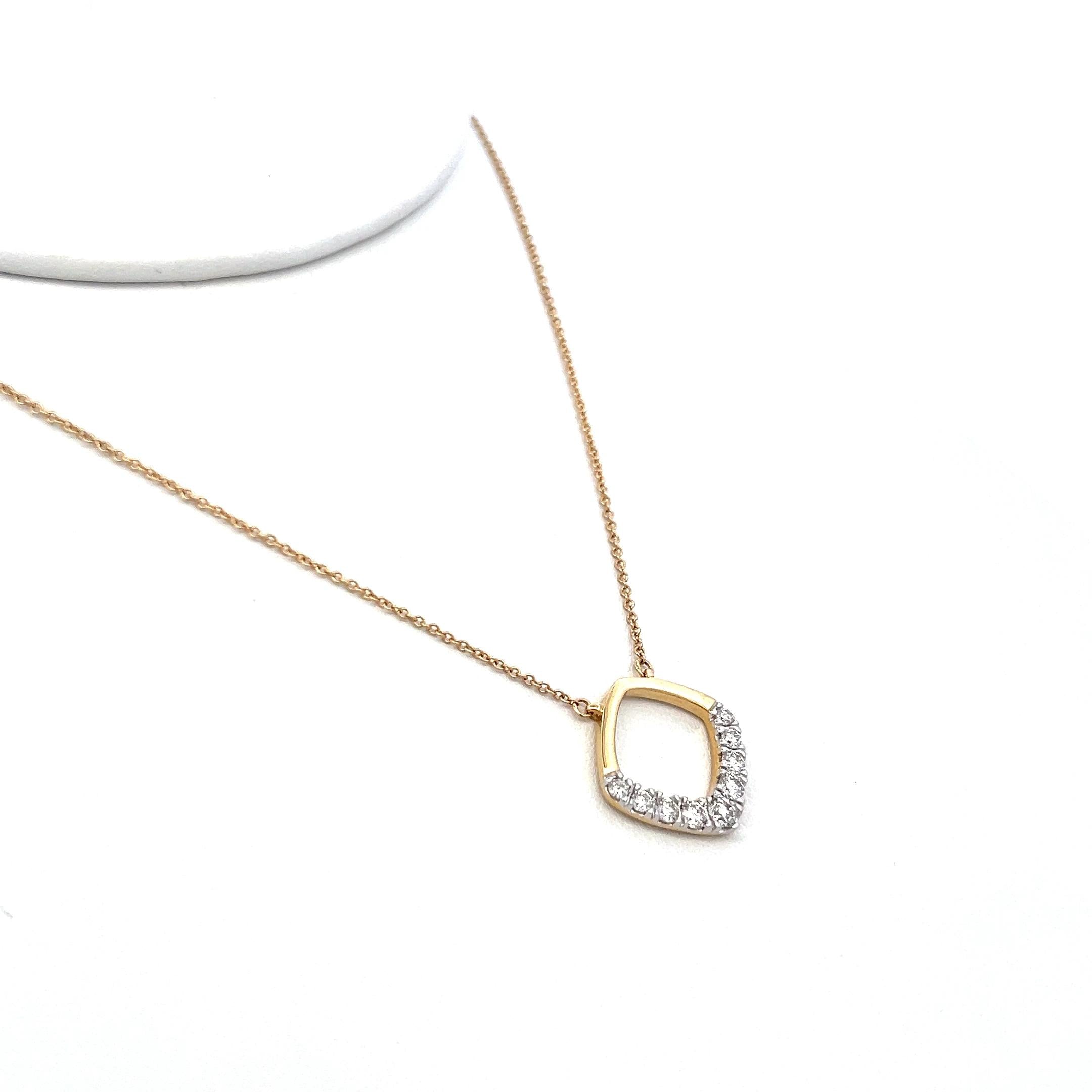 0.37 Carat Round Brilliant Diamond 14 Karat Yellow Gold Pendant Necklace