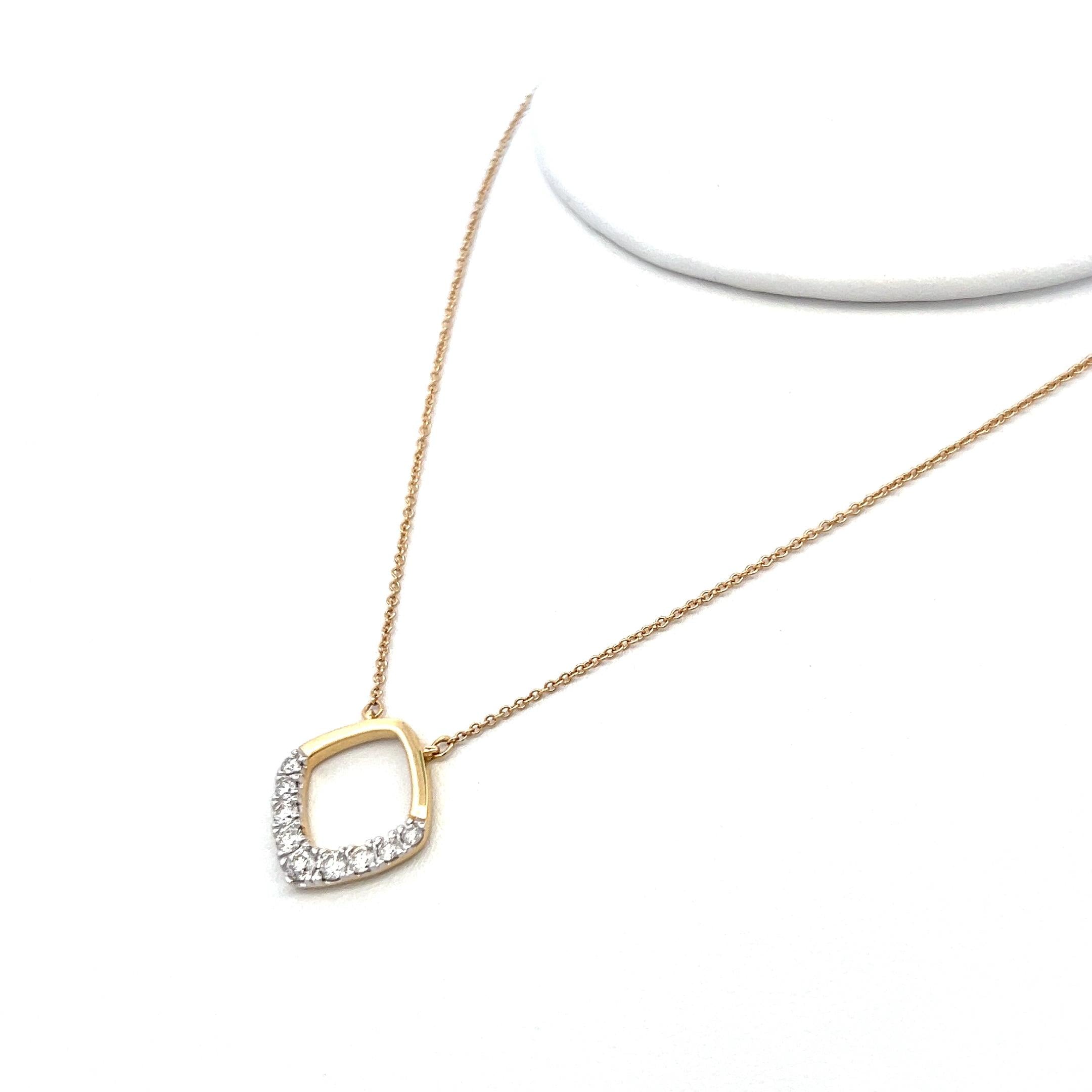 0.37 Carat Round Brilliant Diamond 14 Karat Yellow Gold Pendant Necklace