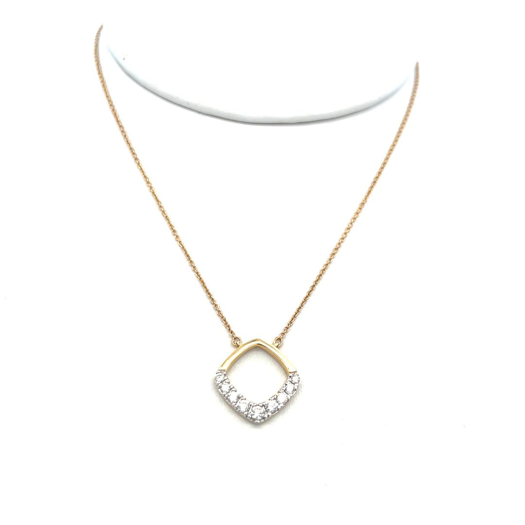 0.37 Carat Round Brilliant Diamond 14 Karat Yellow Gold Pendant Necklace