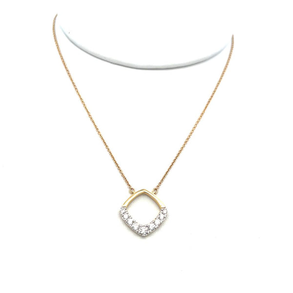 0.37 Carat Round Brilliant Diamond 14 Karat Yellow Gold Pendant Necklace