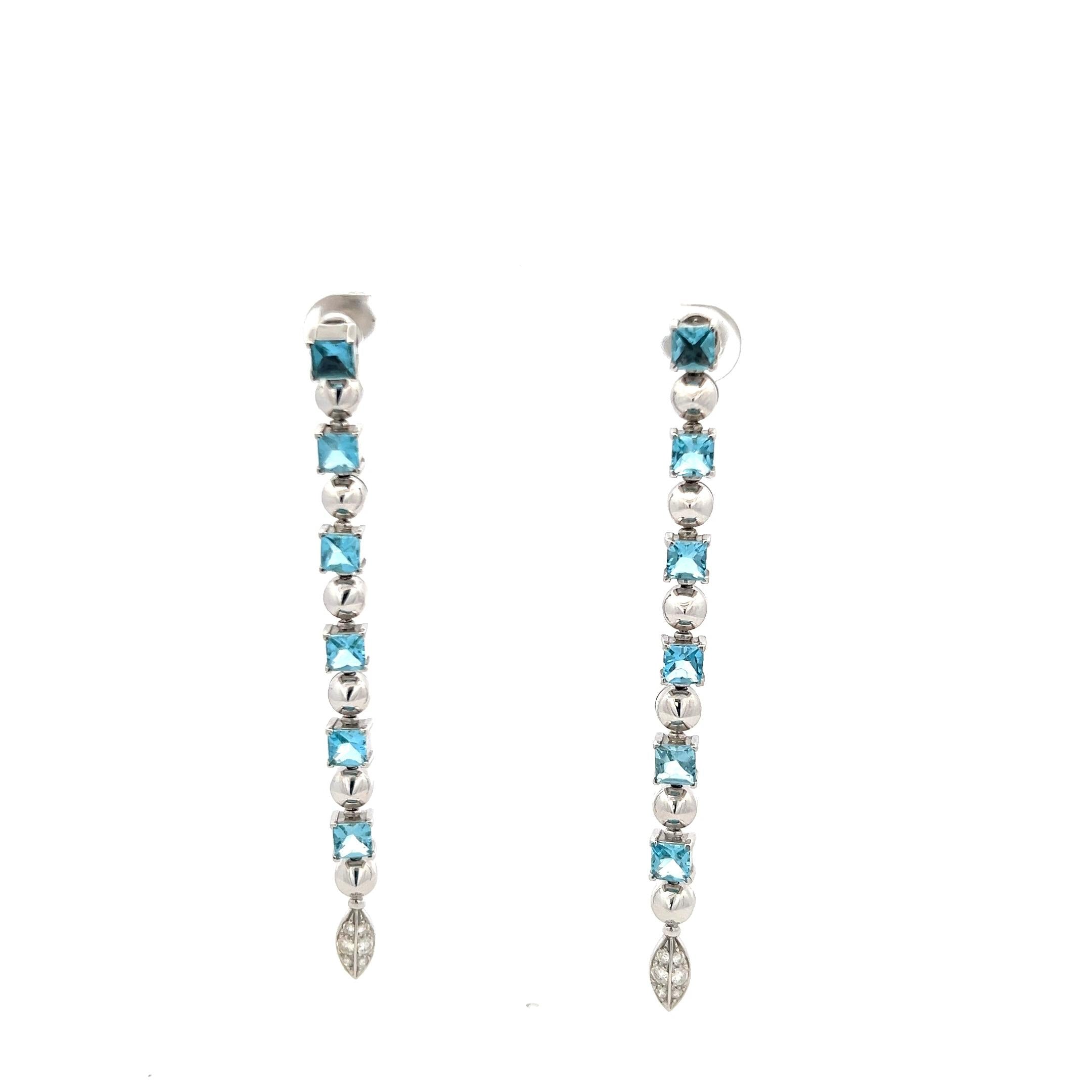 Bvlgari Platinum Dangling Earrings with 0.16 Carat Round G-VS2 Diamonds