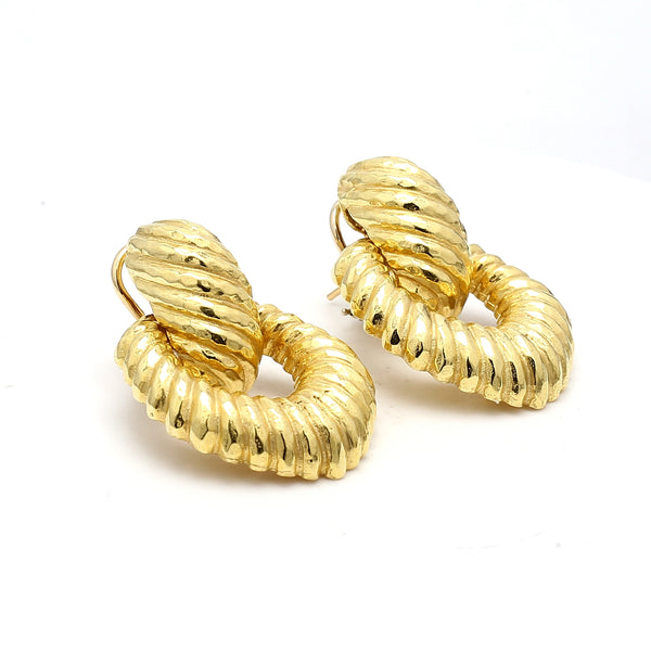 Vintage 33.70 Grams 18 Karat Yellow Gold Door Knockers Earrings