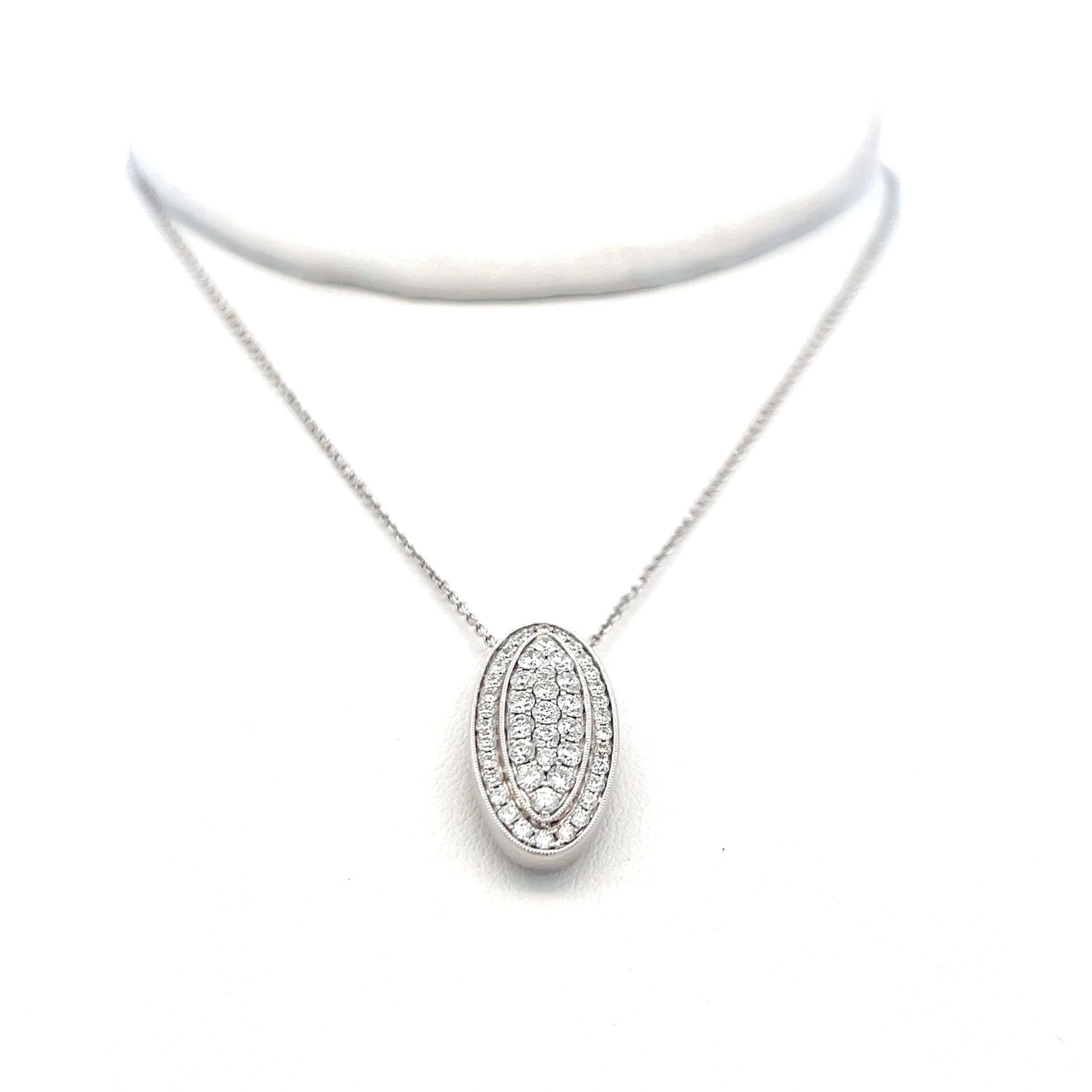 0.71 Carat Round Brilliant G VS1 Diamond 14 Karat White Gold Pendant Necklace