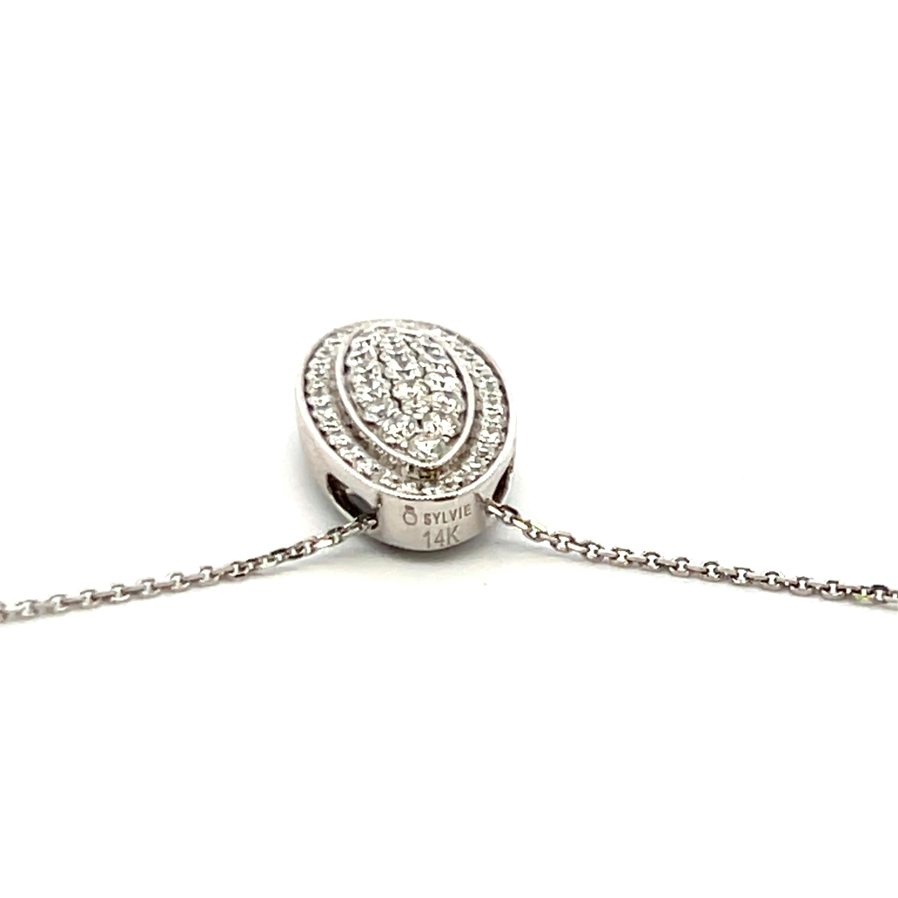 0.71 Carat Round Brilliant G VS1 Diamond 14 Karat White Gold Pendant Necklace