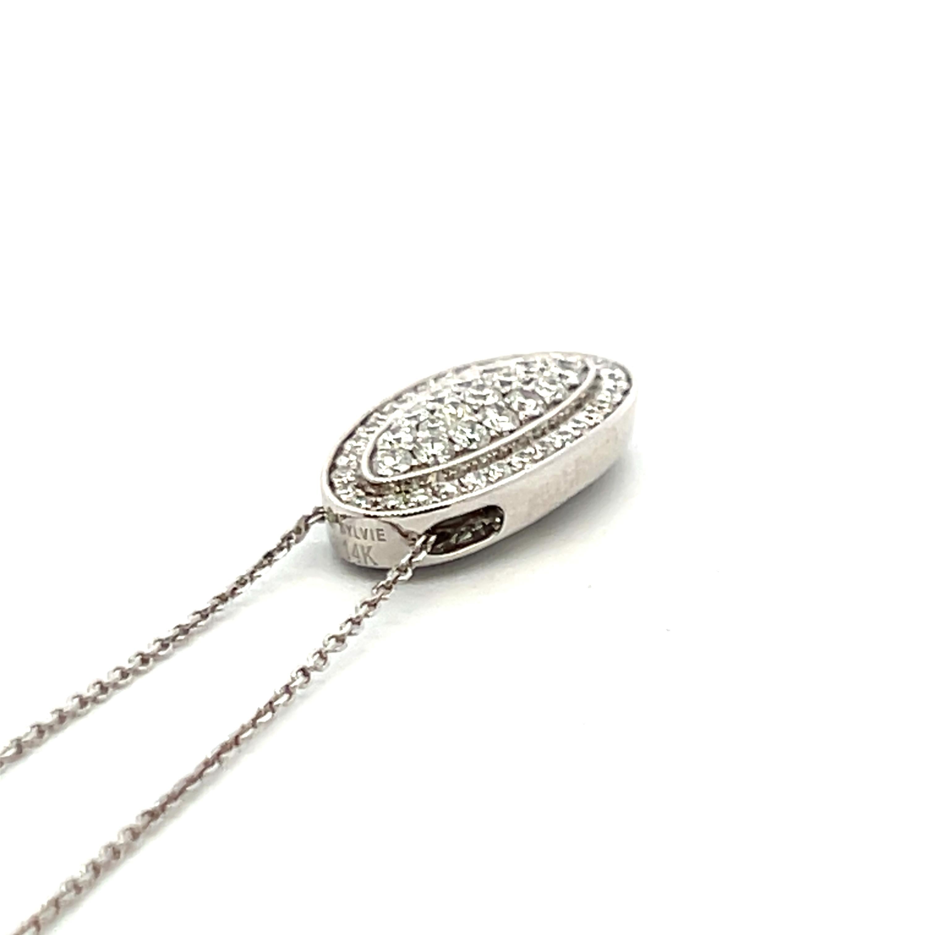 0.71 Carat Round Brilliant G VS1 Diamond 14 Karat White Gold Pendant Necklace