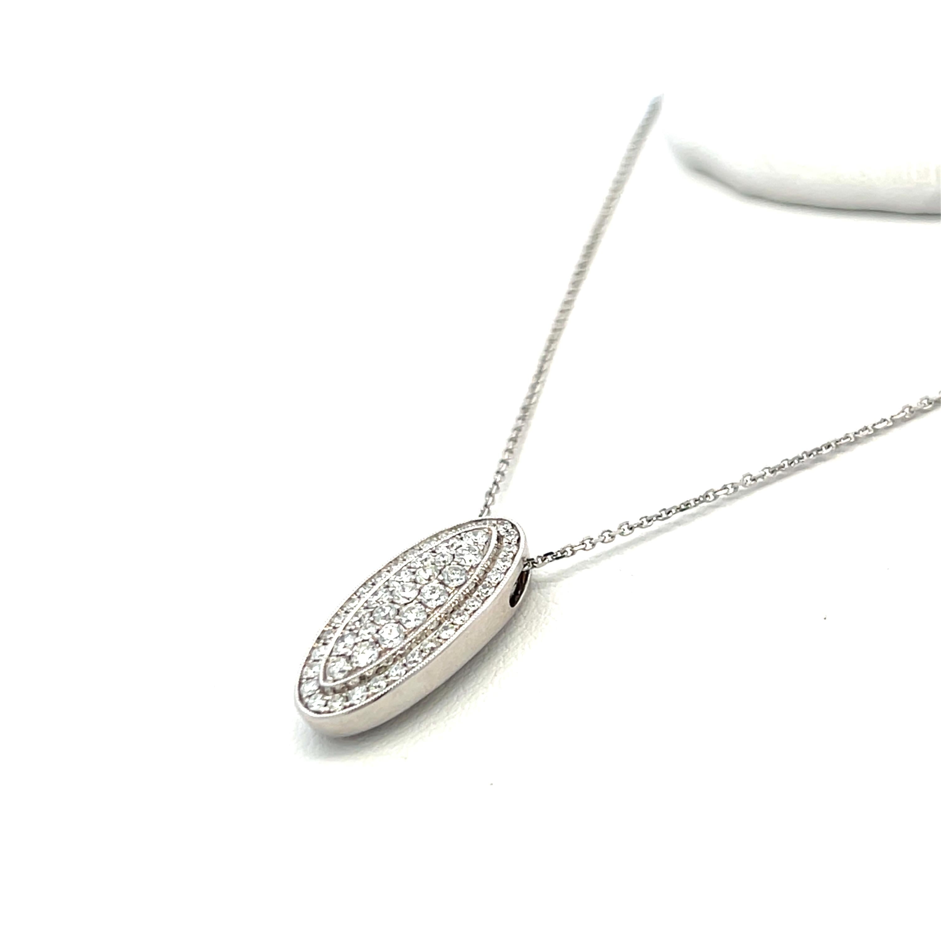 0.71 Carat Round Brilliant G VS1 Diamond 14 Karat White Gold Pendant Necklace
