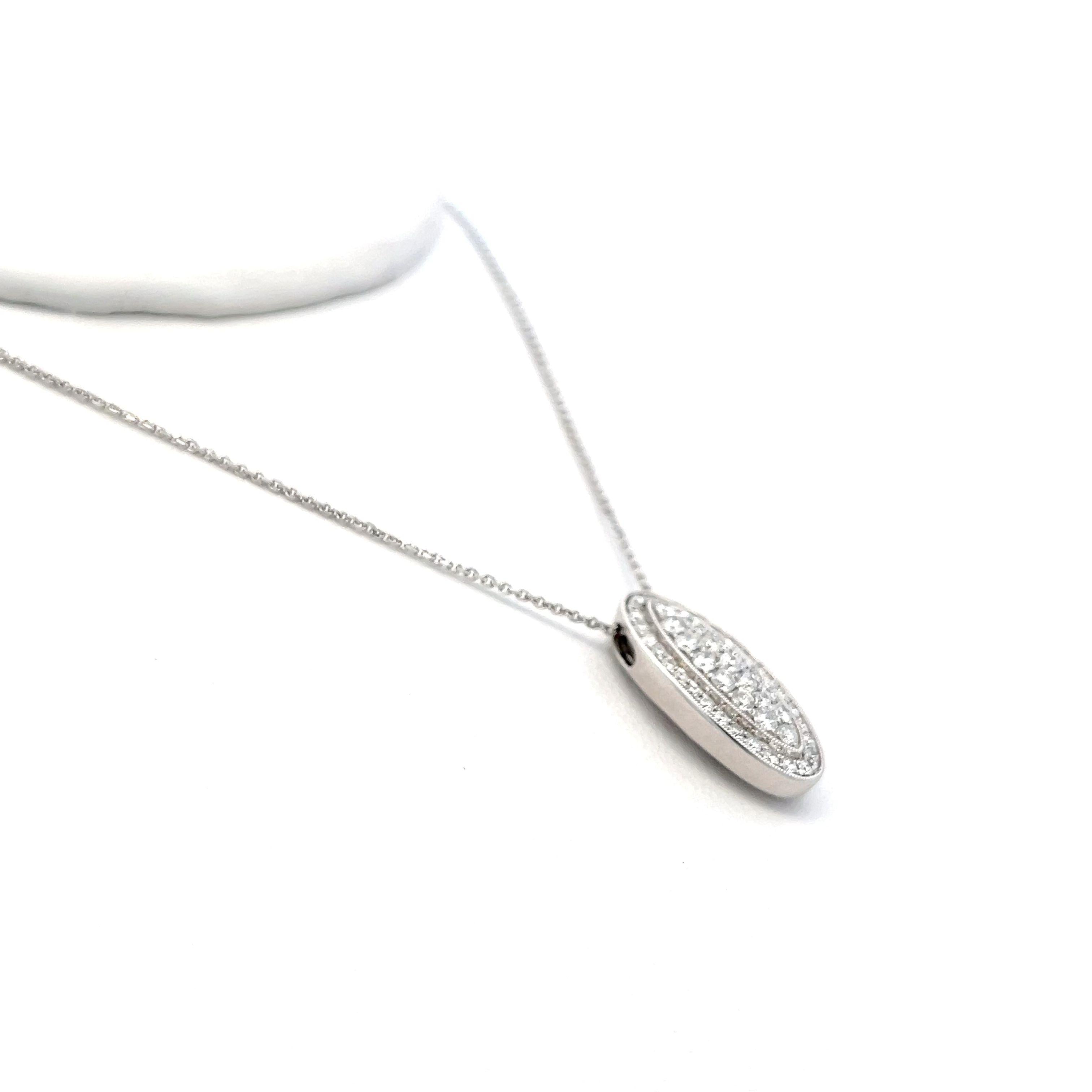 0.71 Carat Round Brilliant G VS1 Diamond 14 Karat White Gold Pendant Necklace