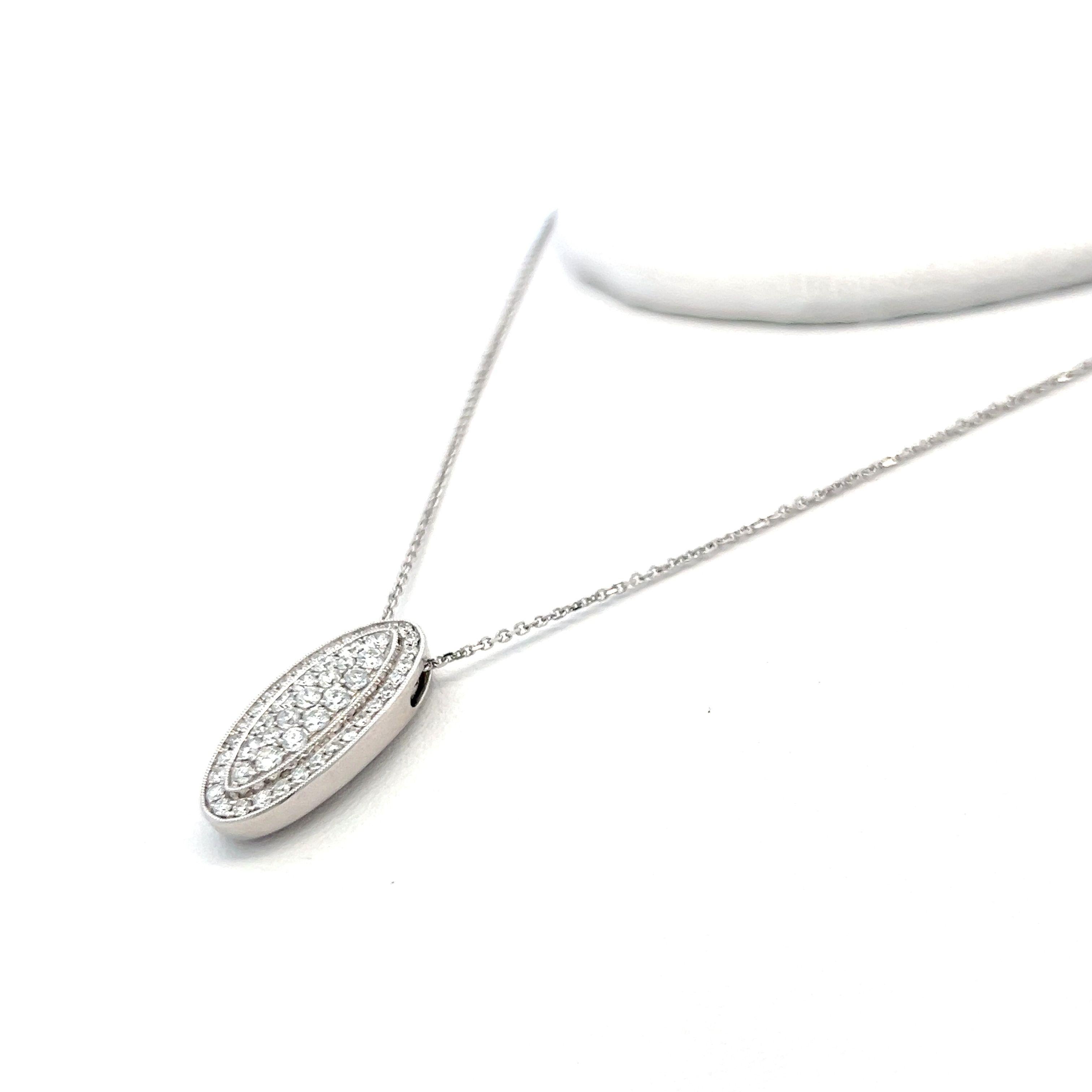 0.71 Carat Round Brilliant G VS1 Diamond 14 Karat White Gold Pendant Necklace